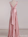 Elegant V-neck Pink A-line Long Prom Dress,Evening Dress,PD37749