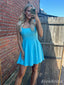 Elegant Light Blue Square A-line Short Mini Homecoming Dress, HD3243