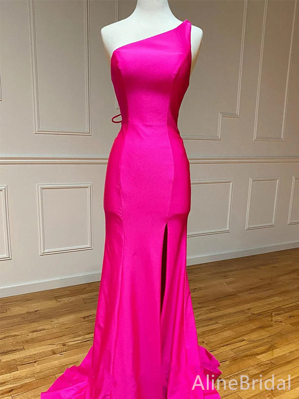 Elegant One Shoulder Mermaid Split Side Long Prom Dress,Evening Dress,PD37791