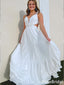 Elegant White V-neck A-line Long Prom Dress,Evening Dress,PD37758