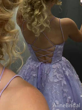 Elegant Purple Lace Appliques A-line Short Mini Homecoming Dress, HD32624
