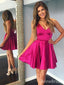 Simple V-neck Spaghetti Strap A-line Short Mini Homecoming Dress, HD32644