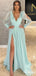 Deep V-neck Long Sleeves Split Side A-line Long Prom Dress,Evening Dress,PD37786