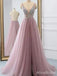 Elegant V-neck Backless A-line Long Prom Dress,Evening Dress,PD37805