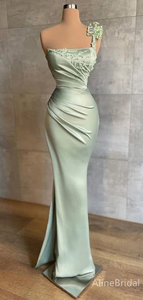 Elegant One Shoulder A-line Long Prom Dress,PD37846