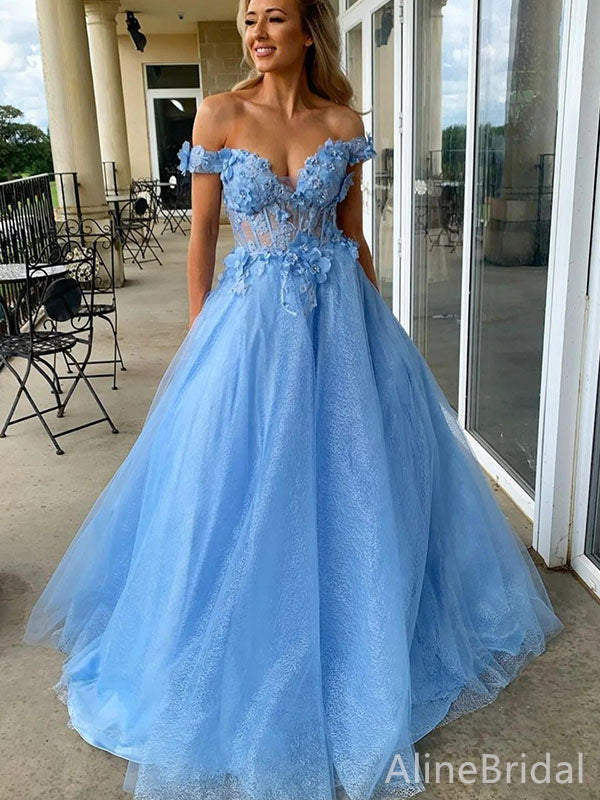 Elegant V-neck Off-Shoulder A-line Long Prom Dress,Evening Dress,PD37815