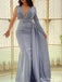 Elegant V-neck Split Side Mermaid Long Prom Dress,PD37858