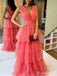 Simple V-neck A-line Long Prom Dress,PD37883