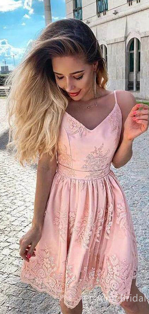 Elegant Spaghetti Strap A-line Short Mini Homecoming Dress, HD3125