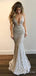 Sparkly Deep V-neck Spaghetti Strap Mermaid Long Prom Dress,PD37899