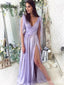 Elegant V-neck Split Side A-line Long Prom Dress,PD37902