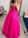 Elegant V-neck Spaghetti Strap A-line Long Prom Dress,PD37905