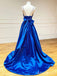 Elegant V-neck Spaghetti Strap A-line Long Prom Dress,PD37922