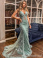 Sexy V-neck Lace Spaghetti Strap Mermaid Long Prom Dress,PD37927