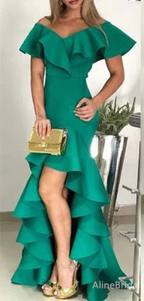 Elegant V-neck Off-Shoulder Split Side Mermaid Long Prom Dress,PD37934