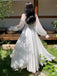 Elegant White Long Sleeves A-line Long Prom Dress,PD37947