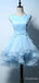 Sky Blue Elegant Appliques A-line Short Homecoming Dress, HD32727