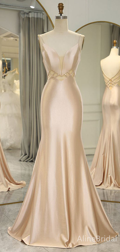 Elegant V-neck Spaghetti Strap Mermaid Long Prom Dress,PD37958