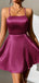 Elegant Square Spaghetti Strap A-line Short Homecoming Dress, HD32739