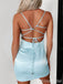 Elegant V-neck Spaghetti Strap A-line Short Homecoming Dress, HD32747