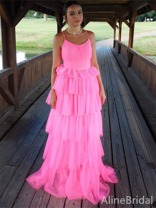 Elegant Spaghetti Strap A-line Long Prom Dress,PD37959