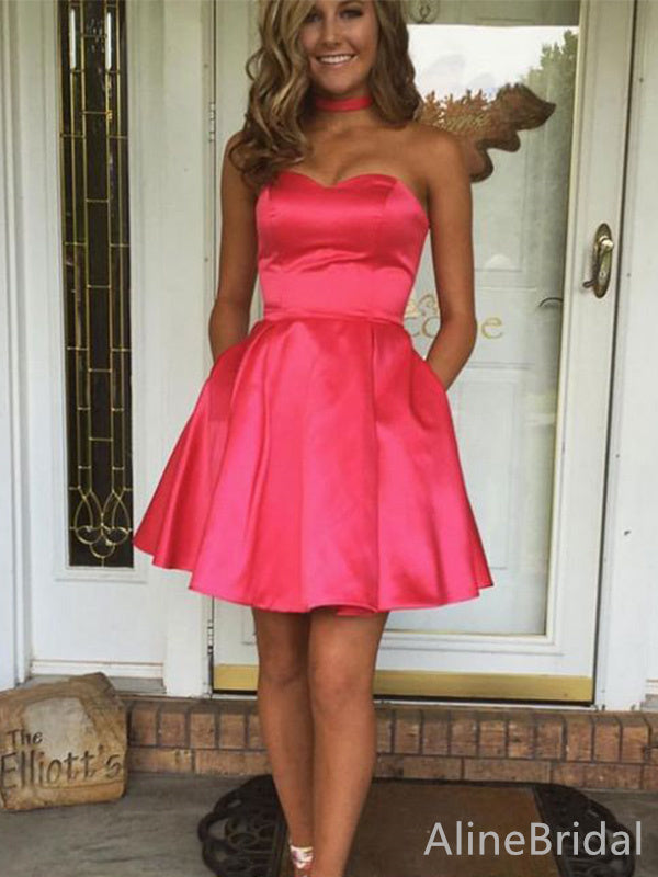 Elegant Sweatheart Strapless A-line Short Homecoming Dress, HD32758