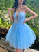 Sexy Deep V-neck Strapless A-line Short Homecoming Dress, HD32772