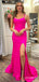 Elegant V-neck Spaghetti Strap Split Side Mermaid Long Prom Dress,PD37983