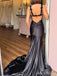 Elegant Black V-neck Split Side Mermaid Long Prom Dress,PD37994