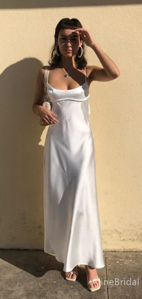 Elegant White Spaghetti Strap Mermaid Long Prom Dress,PD38024