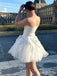 Gorgeous White Strapless A-line Short Homecoming Dress, HD327986