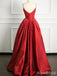 Elegant V-neck Spaghetti Strap A-line Long Prom Dress,PD38051