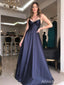 Sexy V-neck Spaghetti Strap A-line Long Prom Dress,PD38052