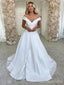 Cheap V-neck Off-Shoulder A-line Long Wedding Dresses,WD3085