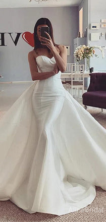 Gorgeous Sweetheart Strapless Mermaid Long Wedding Dresses with Train, WD3089