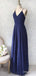 Elegant V-neck Spaghetti Strap A-line Long Prom Dress,PD38068