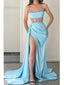 Sexy V-neck Sleeveless Side Slit Mermaid Floor Length Prom Dress, PD3650