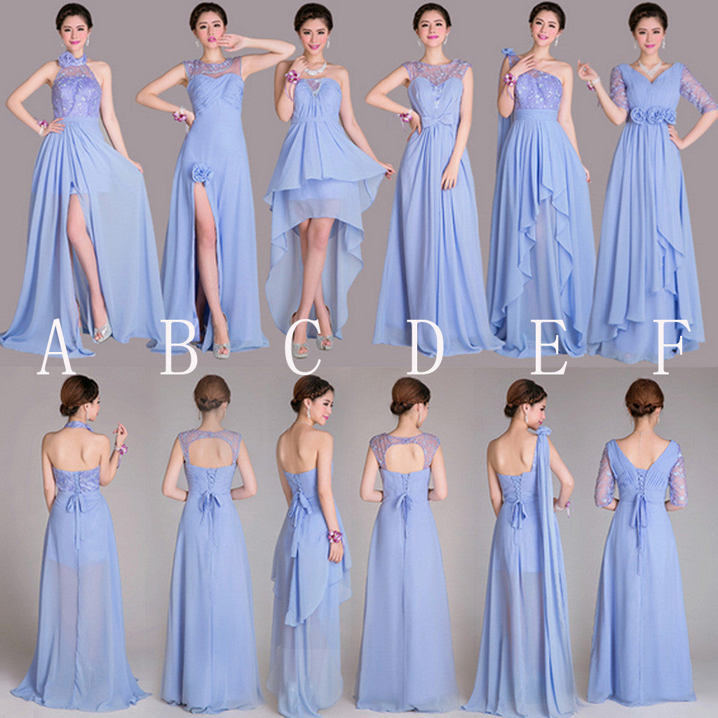 Beautiful Mismatched Differeent Styles A Line Lace Up Back Inexpensive  Long Bridesmaid Dresses for Wedding, WG189