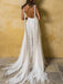 Spaghetti Strap Lace Chiffon Slits Boho Beach Wedding Dresses, AB1544