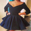 Hot Selling Long sleeve black off shoulder simple v-neck A-line for teens homecoming dresses,BD00200