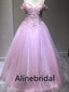 Elegant V-neck Sleeveless A-line Long Prom Dress, PD3558