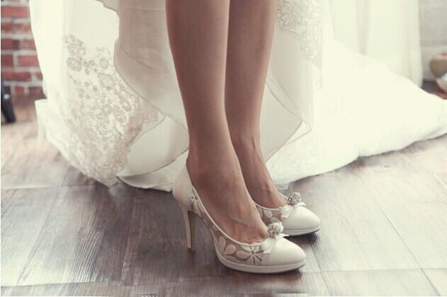 High Heels Pointed Toe White Lace Sexy Wedding Bridal Shoes, S022