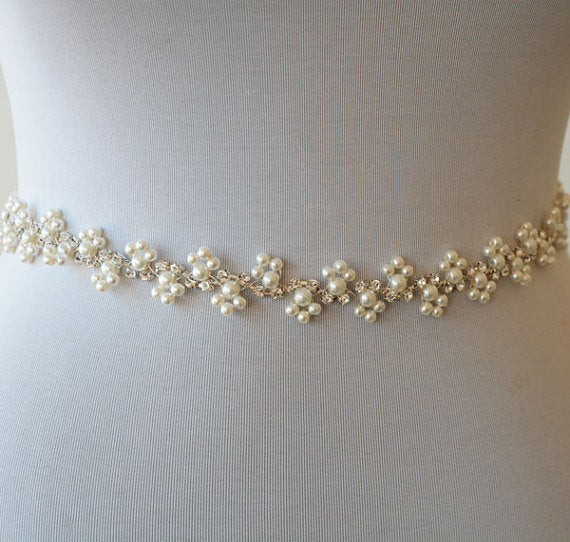 Thin Beading Pearl Bridal Belt, Wedding Belt, Wedding Sash, Different Pattern Sashes, SA0017