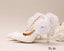 Pointed Toe Lace Pearls Wedding Shoes With Handmade Flowers, S033