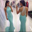 Popular High Neck Mermaid Tiffany Blue Elegant Evening Party Prom Dress ,PD0030