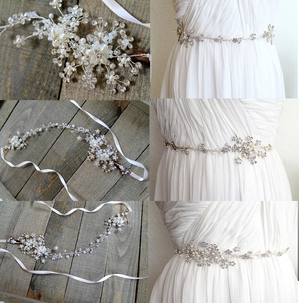 Floral Bridal Belt,Wedding Belt,Sparkly Beading Sash,Gorgeous Silver light Pink Ivory Belt, SA0024