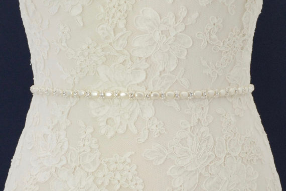 Thin Bridal Belt,Wedding Belt,Crystal Rhinestone Belt,Gorgeous Beading Belt,Pearl Belt, SA0040