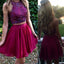 Short Two Pieces Beaded Halter Lovely Freshman Charming Homecoming Prom Dress,BD0042