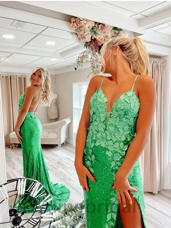 Sexy V-neck Sleeveless Mermaid Long Prom Dress, PD3571