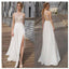 Beautiful White Side Split  Cheap Simple Beach Wedding Dresses, WD0190